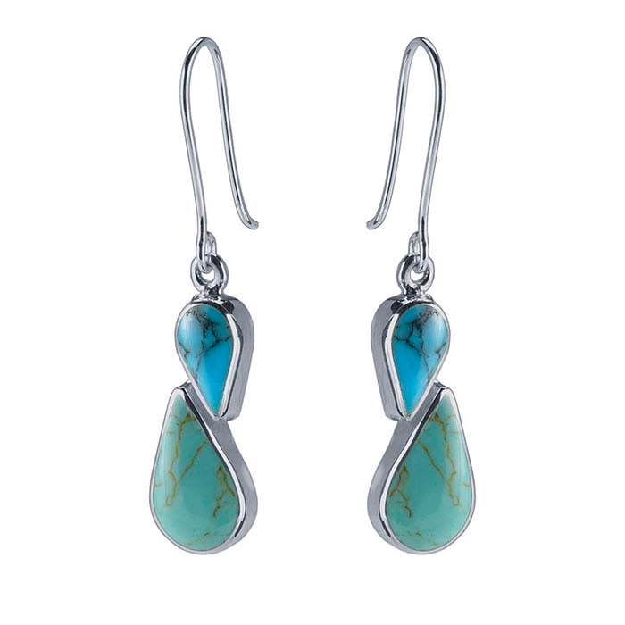 Sterling Silver Turquoise-Set Earrings