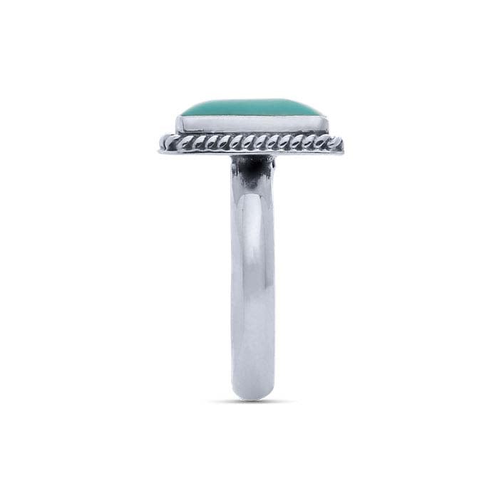 Sterling Silver Square Imitation Turquoise-Set Ring