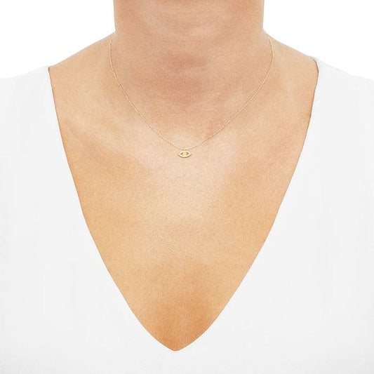 14K Yellow Gold Evil Eye Necklace