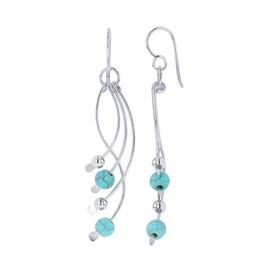 Sterling Silver Swirl Earrings with Imitation Turquoise