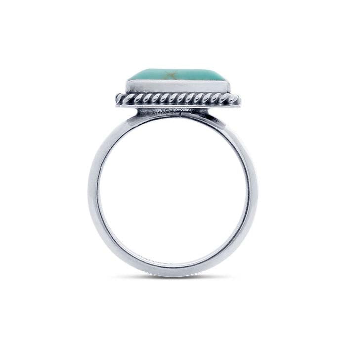 Sterling Silver Square Imitation Turquoise-Set Ring