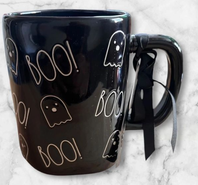 Rae Dunn Halloween Mug "BOO!" with Ghosts 2024