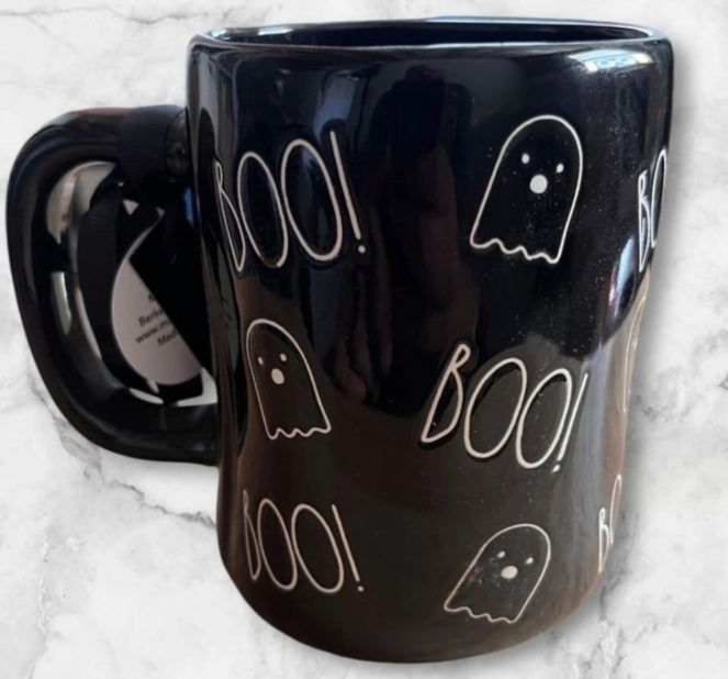 Rae Dunn Halloween Mug "BOO!" with Ghosts 2024