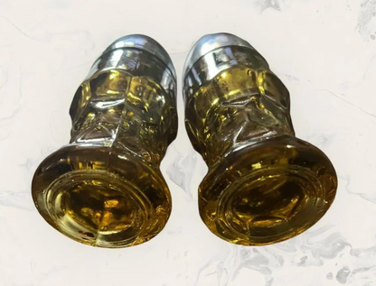 Vintage Amber Glass Salt & Pepper Shakers