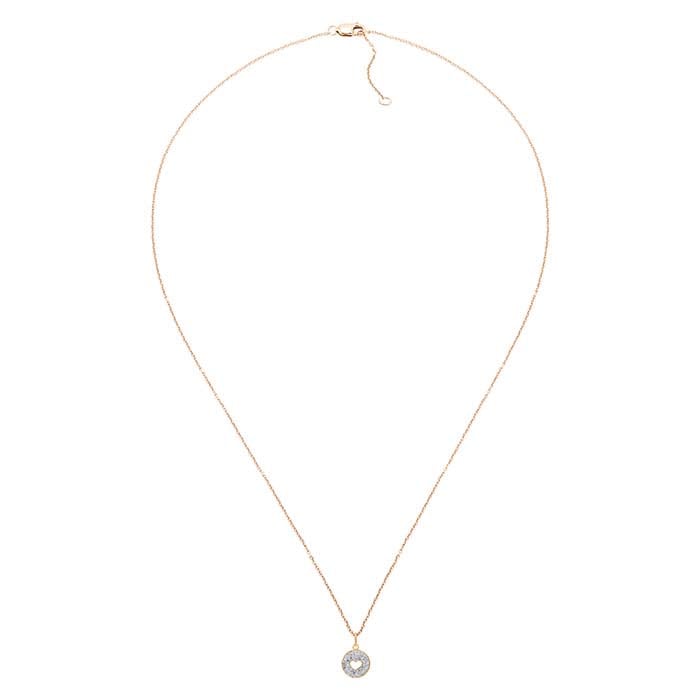 10K Yellow Gold Diamond-Set Heart Circle Necklace