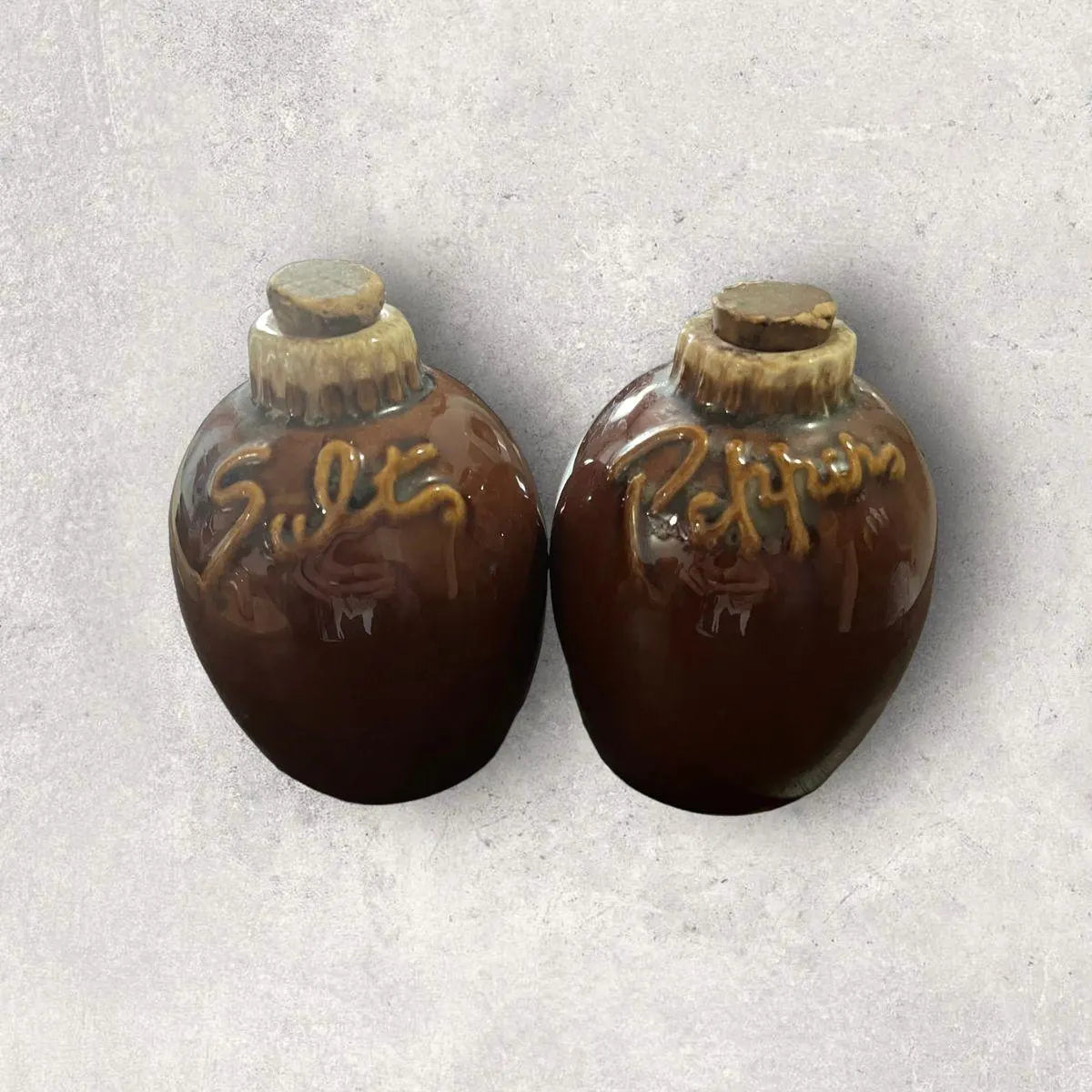 Hull Pottery Brown Salt & Pepper Shakers