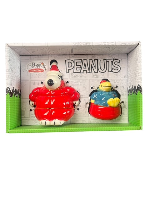 Peanuts Snoopy and Woodstock Puffer Jacket Salt and Pepper Shaker Ceramic Set