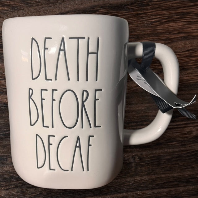 Rae Dunn - Death Before Decaf - Coffee Mug Cup By Magenta