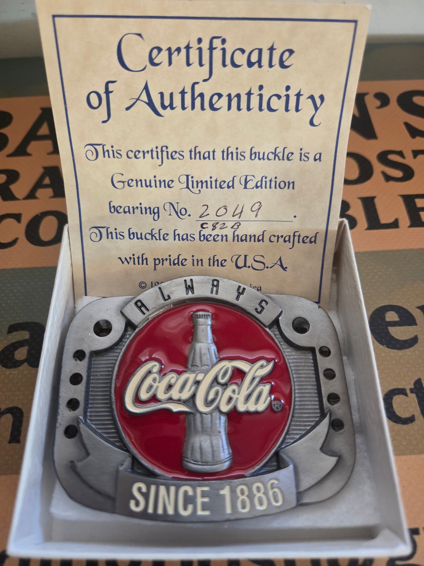 1998 Limited Edition Vintage Coca-Cola Belt Buckle with COA - Buckles of America
