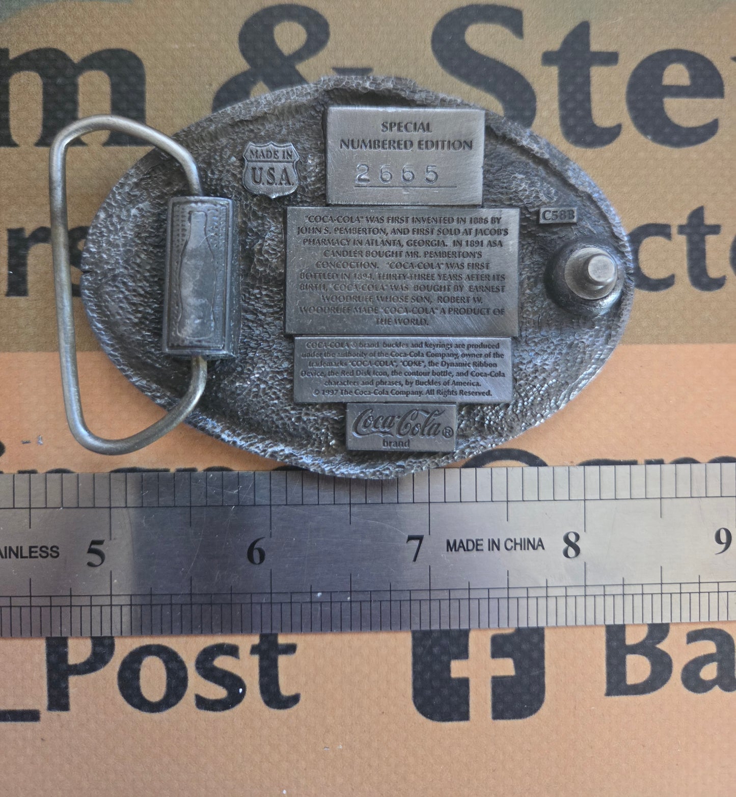 1998 Limited Edition Coca-Cola Belt Buckle with COA - Buckles of America