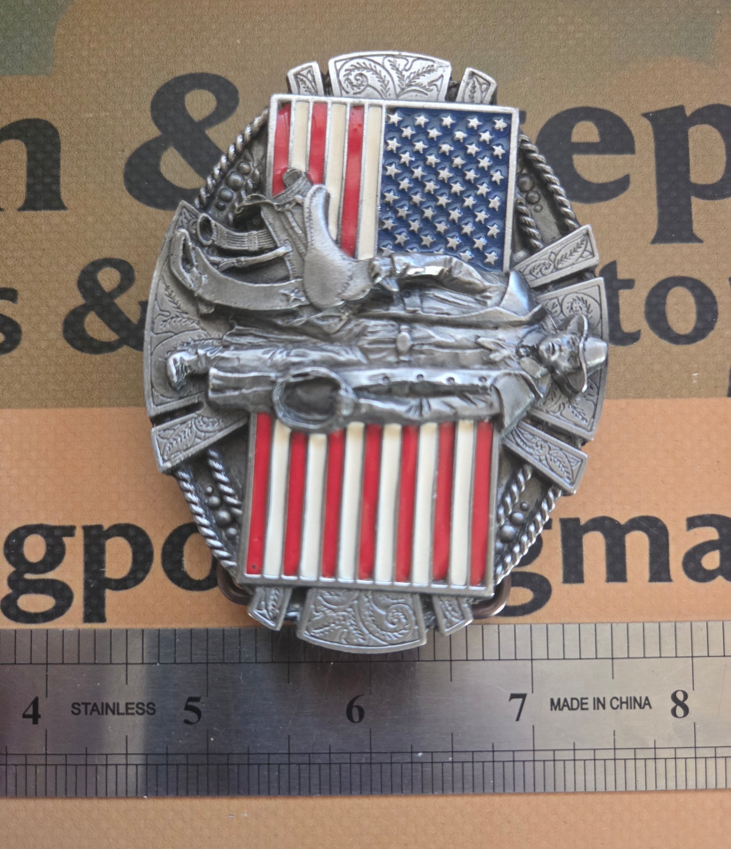 Vintage American Cowboy with Saddle Belt Buckle