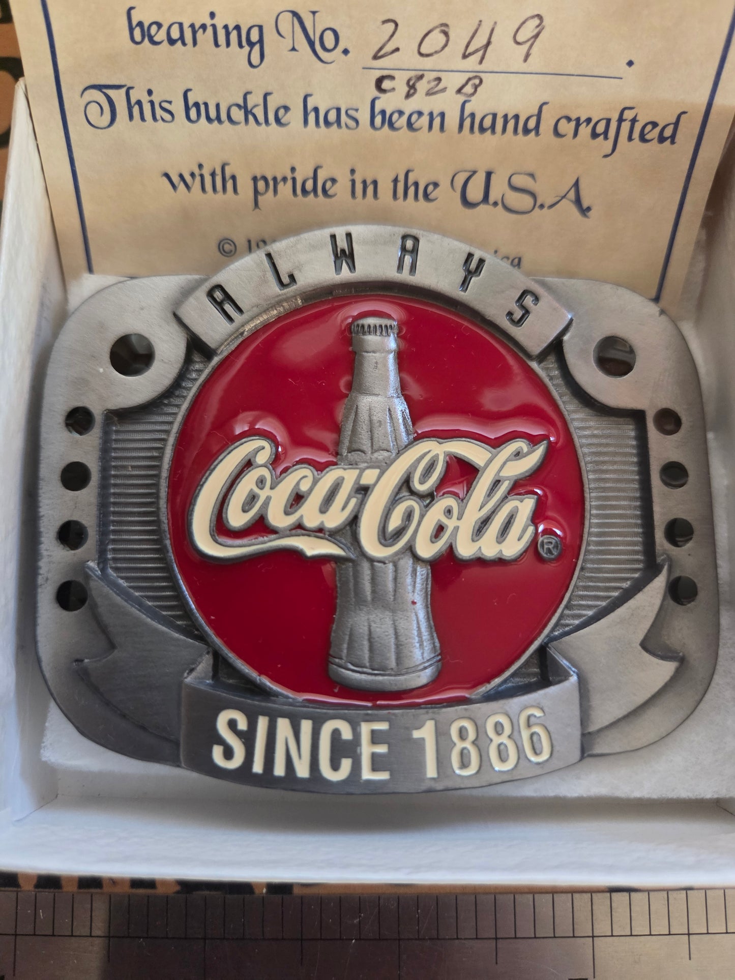 1998 Limited Edition Vintage Coca-Cola Belt Buckle with COA - Buckles of America